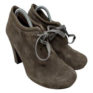 Chie Mihara Olga Gray Suede Lace-Up Booties